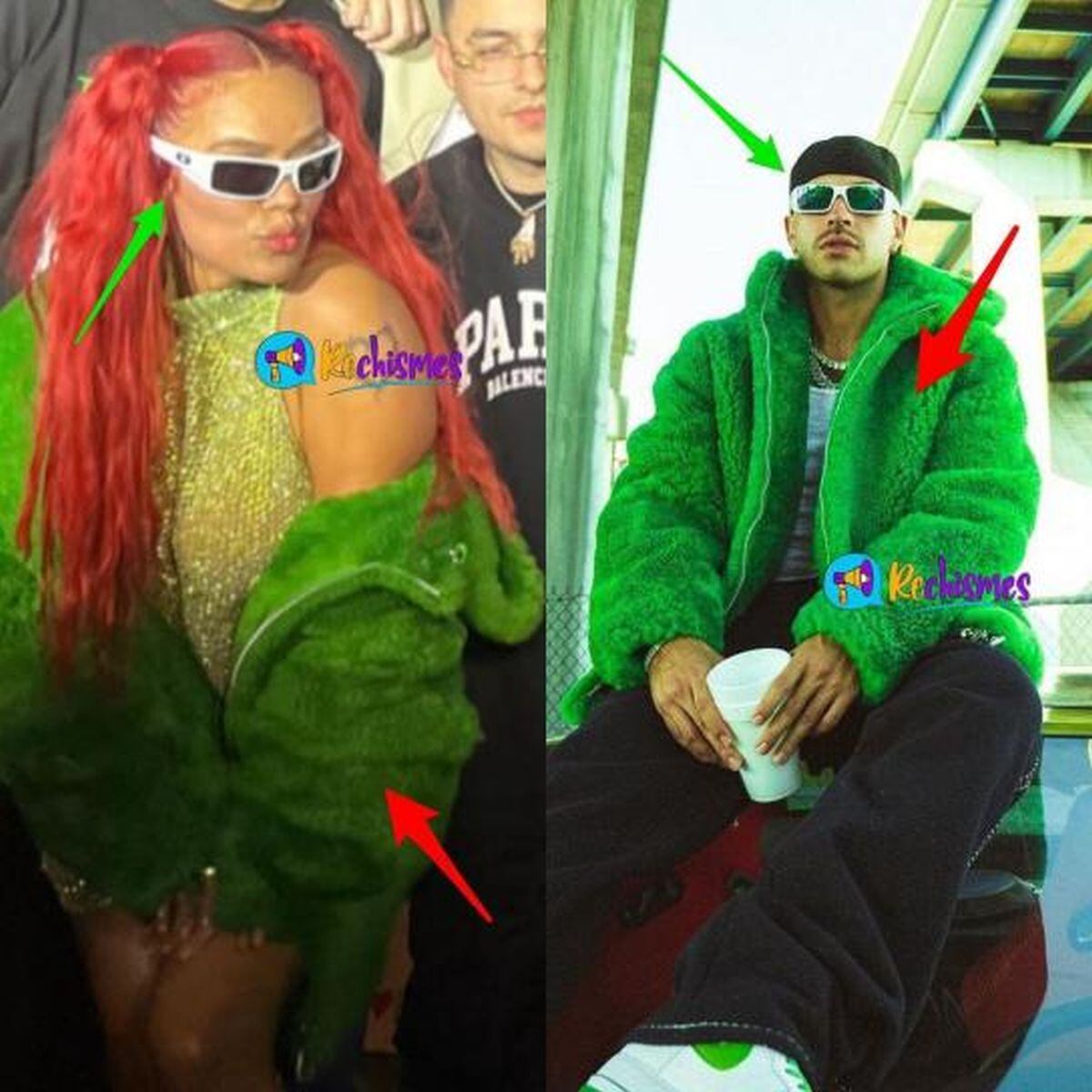 Karol G y Feid han compartido parecidos en sus atuendos en más de una ocasión (Foto: Rechismes / Instagram)