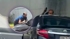 ¡Se lo llevó en el capó! Conductor tuvo furiosa reacción tras chocar en la Vía expresa de Javier Prado