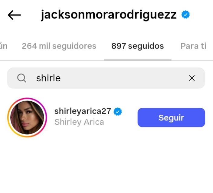 Shirley Arica y Jackson Mora se siguen en IG