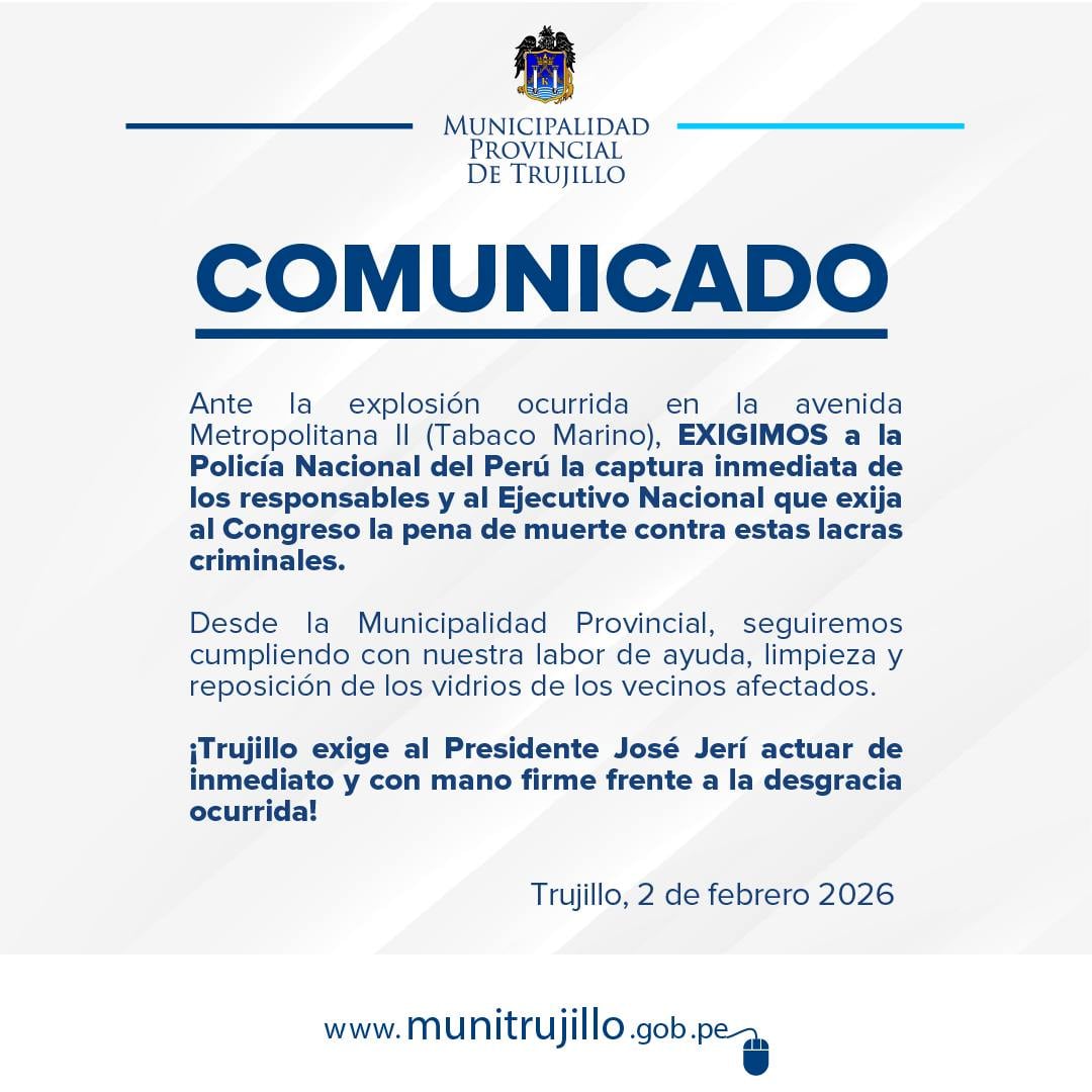 Comunicado de la Municipalidad de Trujillo.