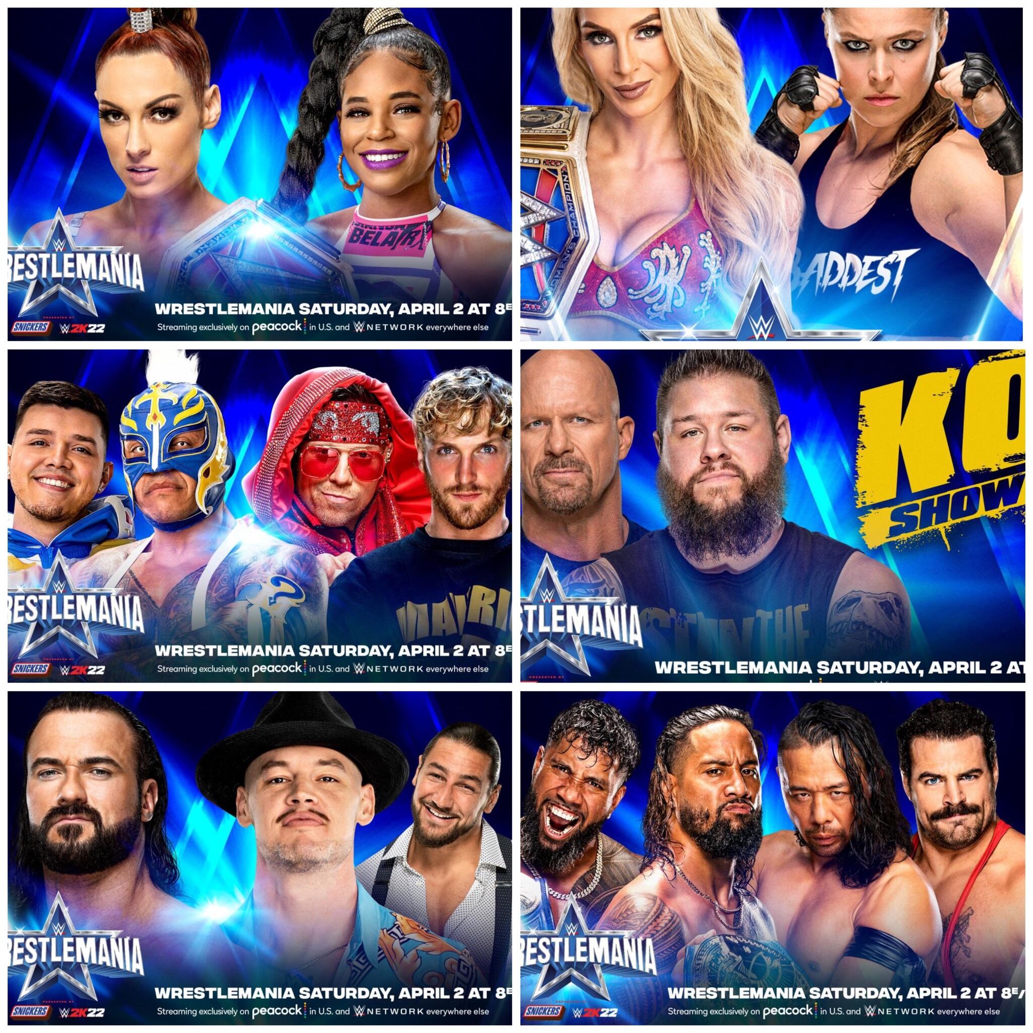 Cartelera de Wrestlemania 38 Noche 1. Foto: WWE.