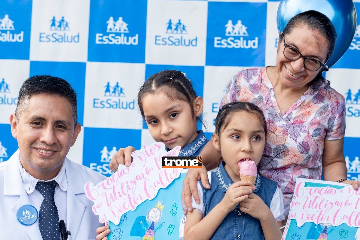 Con exitosa cirugía realizada por médicos especialistas del hospital Almenara, niña de ocho años ya no vive sometida a sondas y puede comer con normalidad. (Isabel Medina / EsSalud / Compos. Trome).