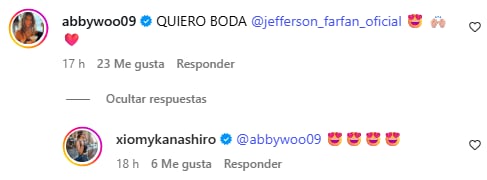 Muestras de cariño de la pareja y felicitaciones de amigos cercanos. (Fuente: Instagram)