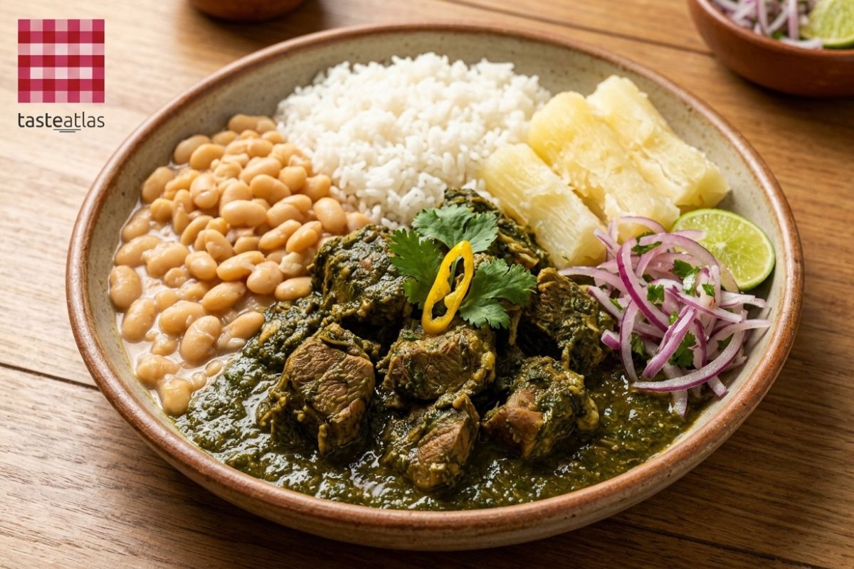 Seco de cabrito hace historia en ranking mundial y supera a platos de otros países. Foto: IA.