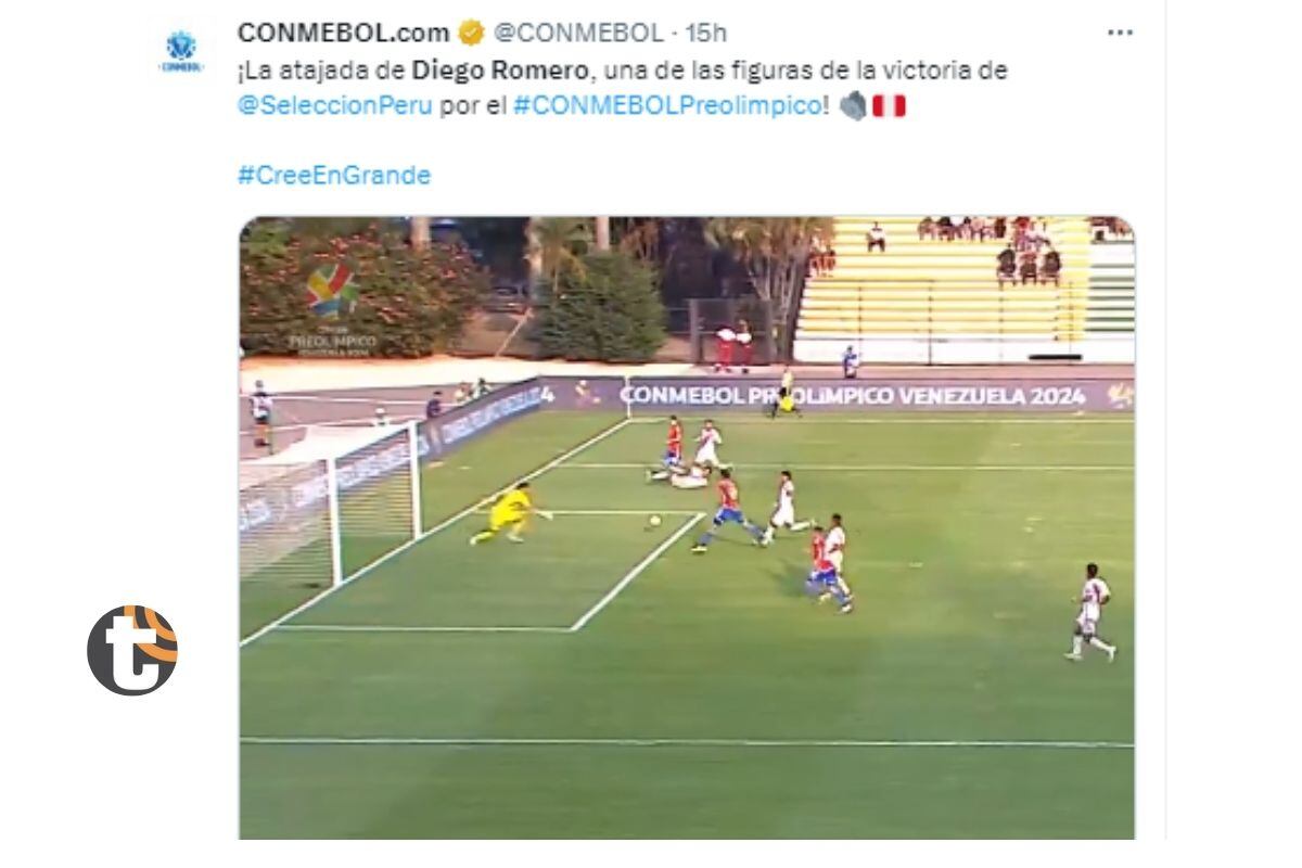 Cobmebol saludó el buen desempeño de Diego Romero en Preolímpico en sus redes sociales (@conmebol)