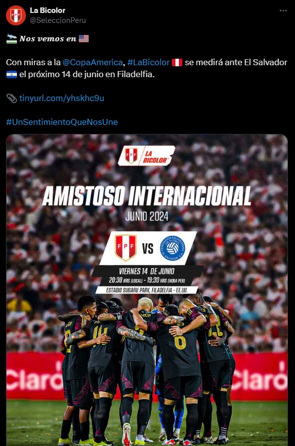 Perú vs. El Salvador chocarán en amistoso, en junio, con miras a la Copa América. (Foto: Twitter)
