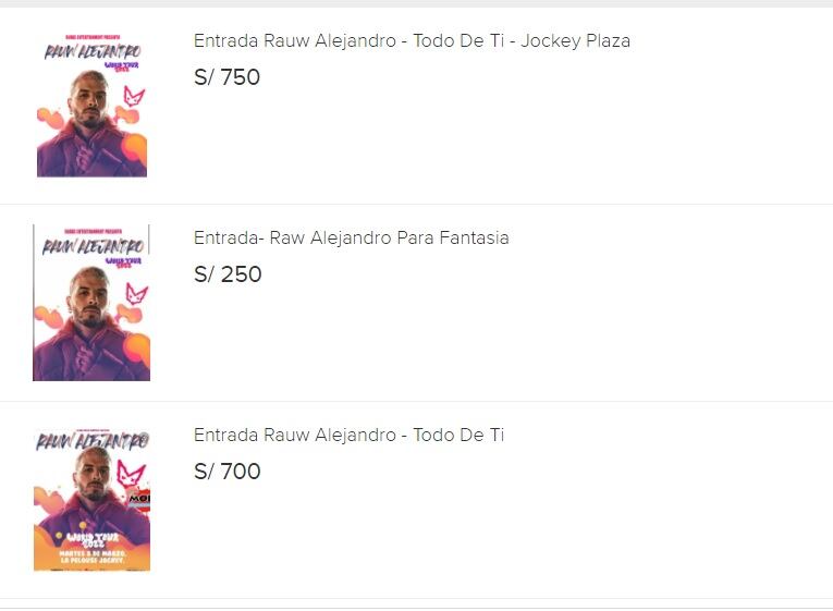 Revenden entradas para concierto de Rauw Alejandro en Lima a más del 50% del precio de oferta.