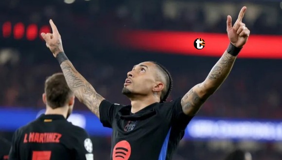 Gol de Raphinha para el 1-0 del Barcelona vs. Benfica por la Champions League (Video: @SC_ESPN)