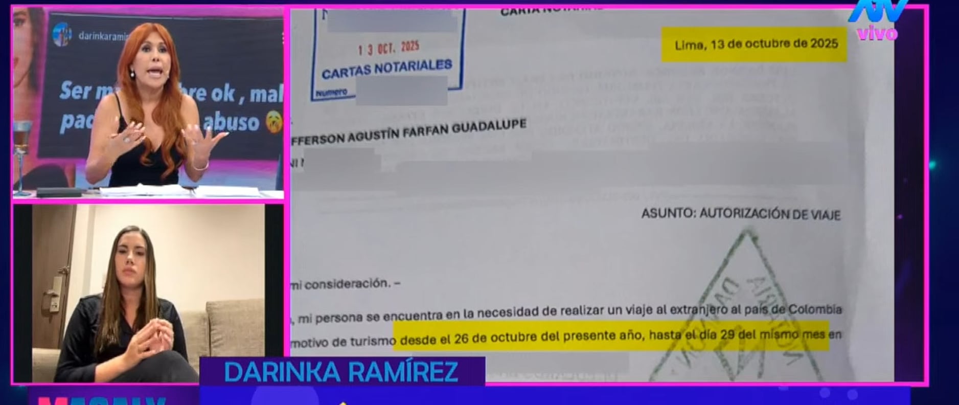 Periodista critica fuertemente a Darinka Ramírez por no llegar a un acuerdo con Jefferson Farfán. (Fuente: ATV)