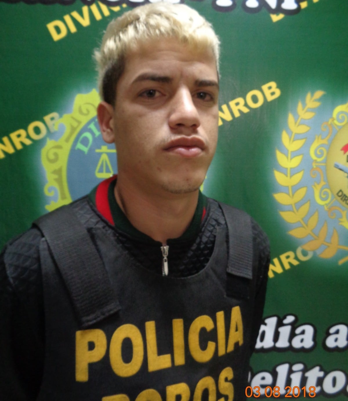 Edinson Agustín Barrera alias 'Catire', fotografiado en la Dirincri el 3 de agosto de 2018, día de su captura en Plaza Norte. Foto: Dirincri PNP