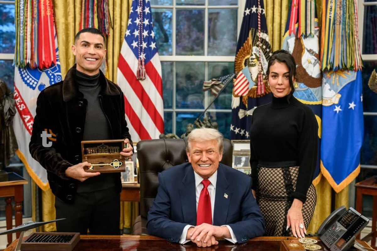 Cristiano Ronaldo y Georgina Rodriguez en la oficina oval de la Casa Blanca (Foto: @cristiano)