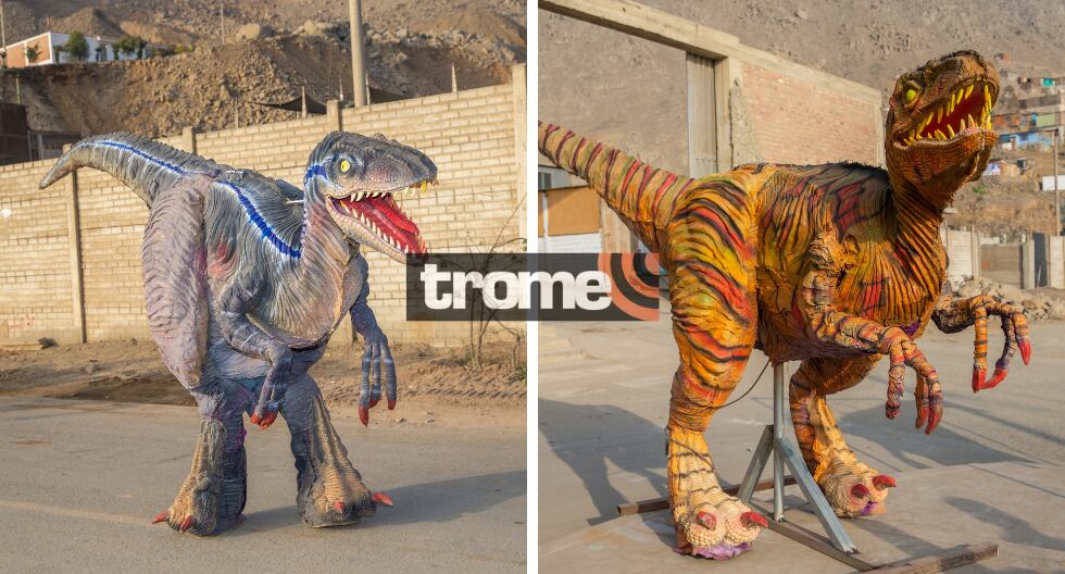 Vecino de Carabayllo ha elaborado enormes dinosaurios