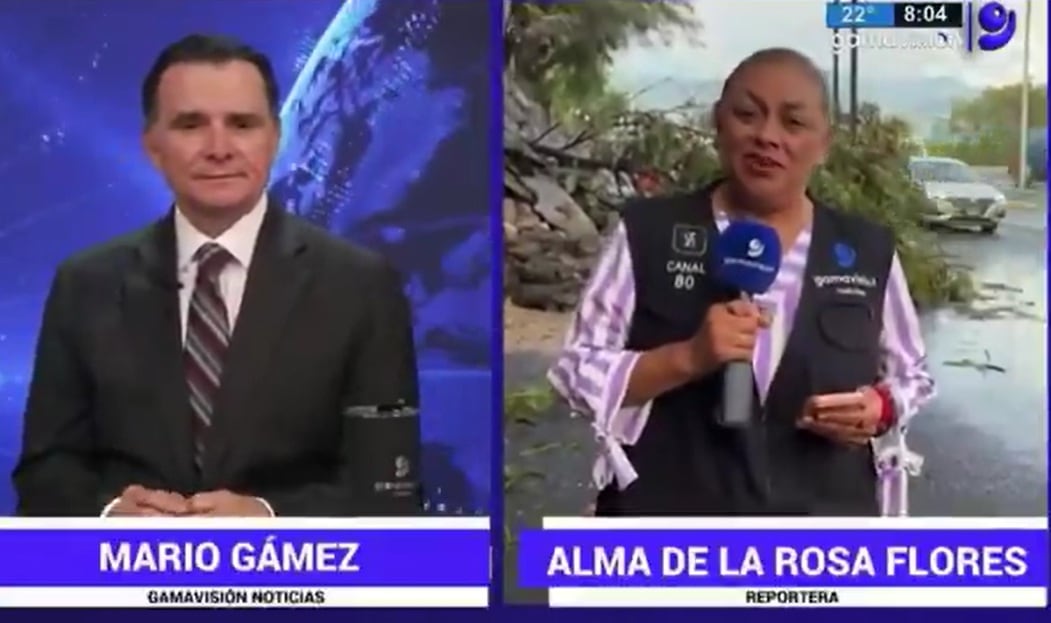 Reportera transmitía en vivo sin imaginar accidente. (Captura Gamavisión)