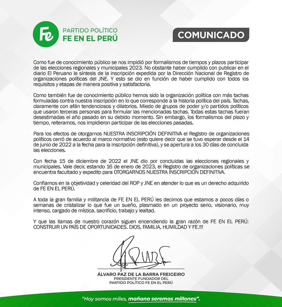 Comunicado Raúl Marquina. (Foto: Instagram)