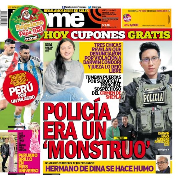 Portada impresa de Trome del martes 19 de noviembre de 2024