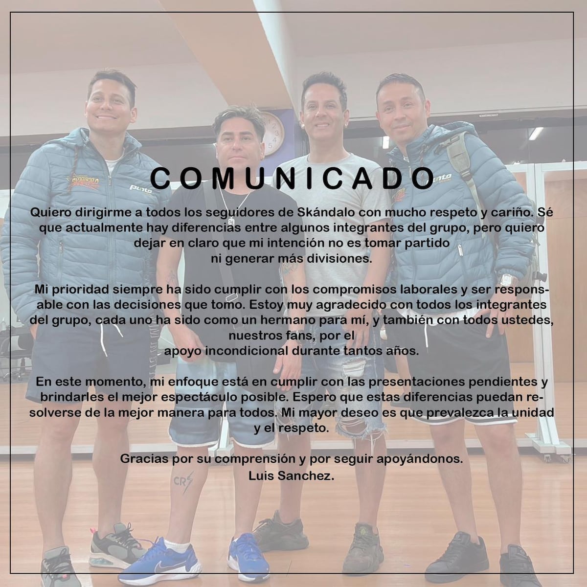 Luis Sánchez Remains Neutral Amidst Skándalo Bandmate Feud Luis Sánchez's Statement