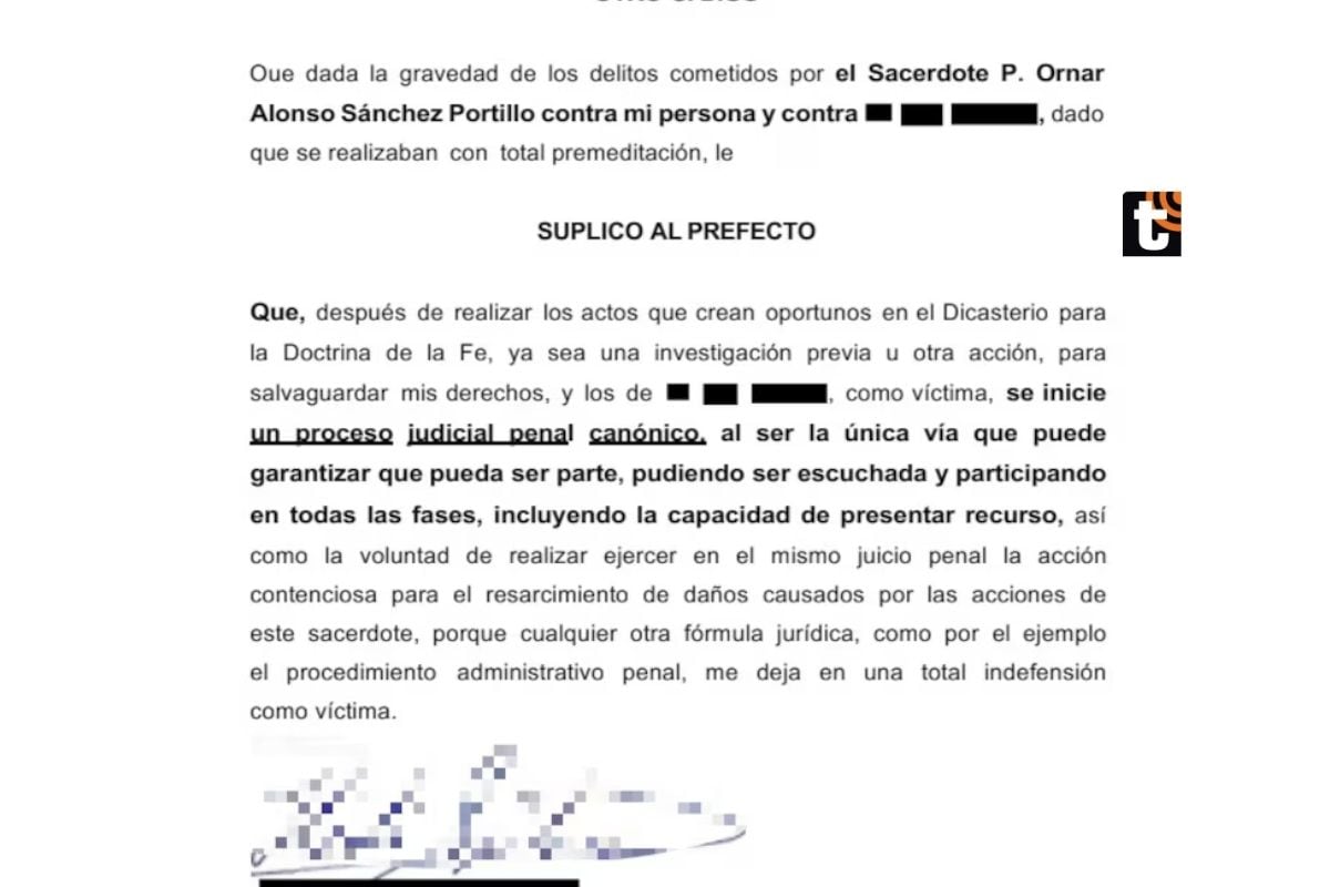 Documento que explica la denuncia contra el padre.