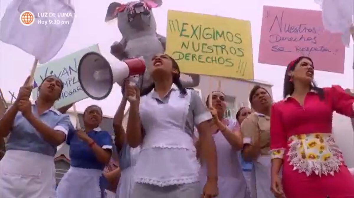 July reunió a todas las trabajadoras del hogar de Las Nueva Lomas para que reclamen un trato justo en un nuevo episodio de "Al fondo hay sitio" (Foto: América TV)