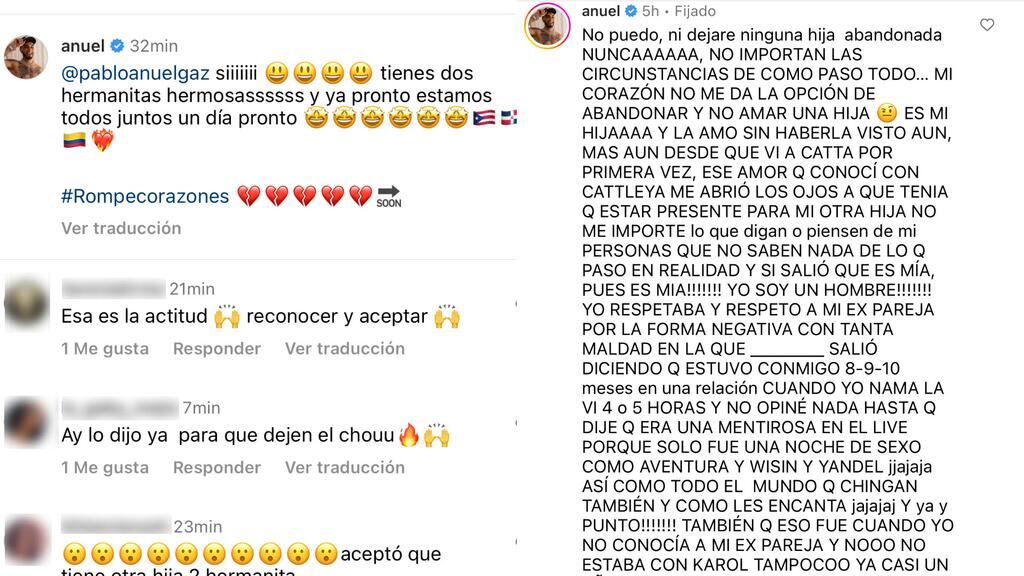 Anuel AA respondió a los comentarios sobre su paternidad (Foto: Captura Instagram de Anuel AA)