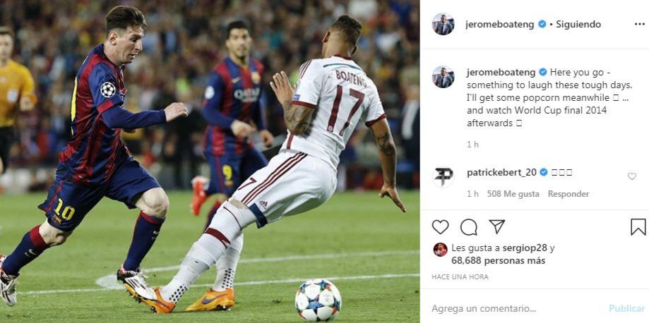 La publicación de Jerome Boateng en Instagram.