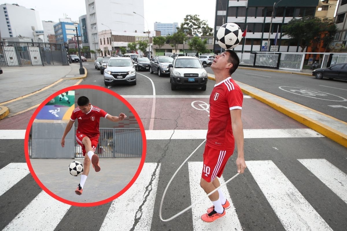 Este chalaco de corazón ofrece un show de pataditas cada vez que el semáforo se pone en rojo. Fotos: Trome.