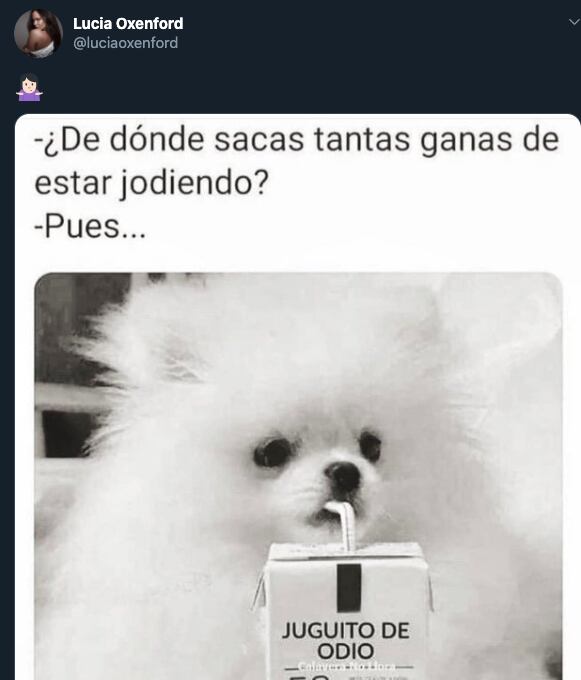 Lucía Oxenford se molesta con odiadores de Twitter.