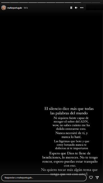 Mafer Portugal compartió este breve, pero sentido mensaje a Tommy Portugal. (Foto: Instagram)