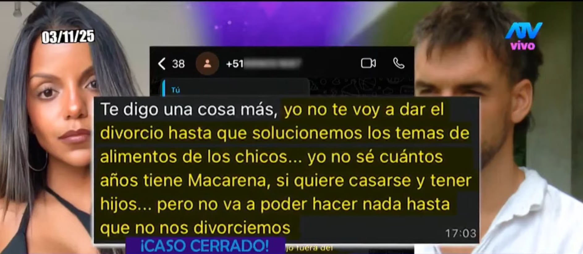La 'Nena' revela cuál sería la razón por la que se divorciará de Juan Ichazo. (Fuente: ATV)
