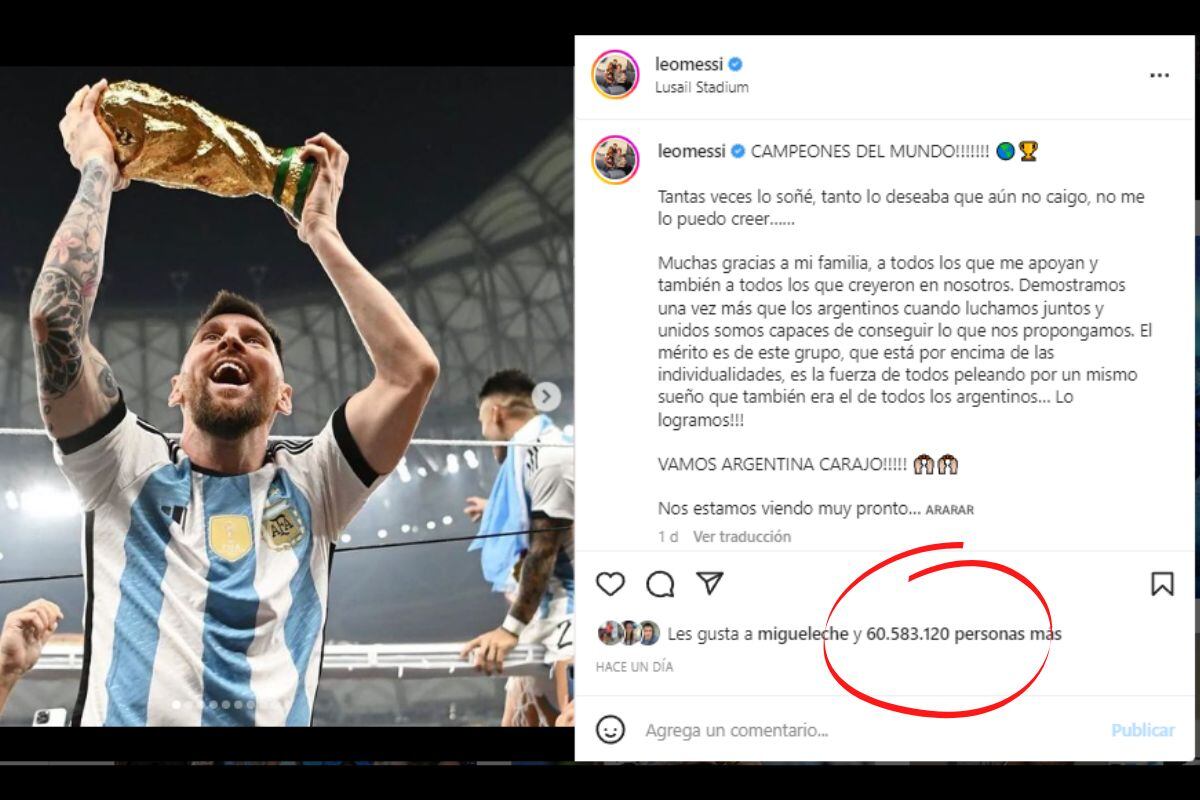 Lionel Messi superó los 60 millones de me gusta (@leomessi)