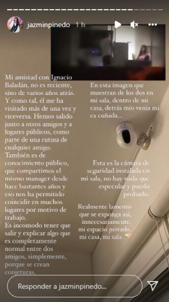 Jazmín Pinedo aclara con este comunicado su presunta relación con Ignacio Baladán. (Foto: Captura de IG)