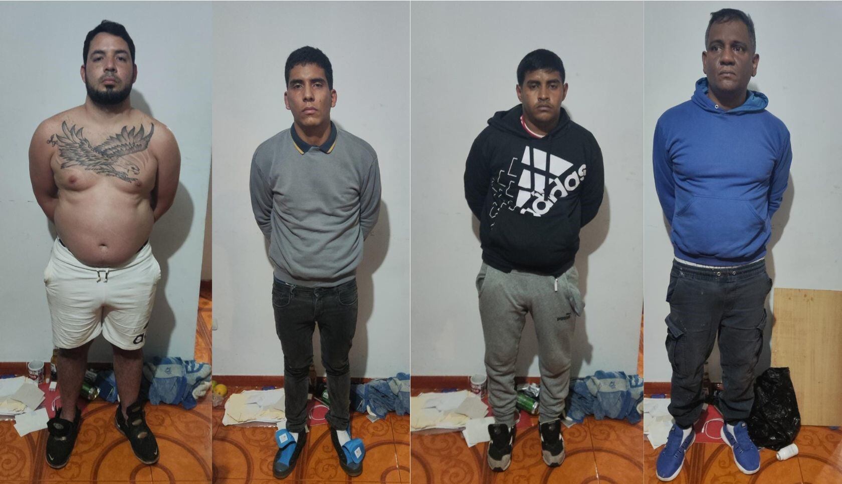 Detenidos en el inmueble en la urbanización Los Dominicos de Santa Rosa en SMP. (Foto: GEC)