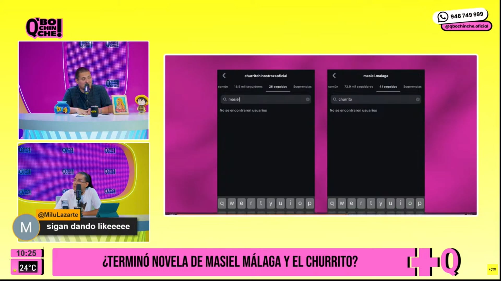 Ric La Torre y Samuel Suárez comentan sobre la supuesta ruptura de la cantante con 'Churrito' Hinostroza. (Fuente: +QTV Network)