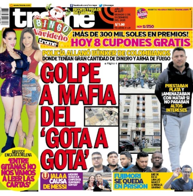 Portada impresa de Trome del sábado 2 de diciembre