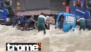 ¡MISMO SUPERMAN! Valeroso policía salva a una familia de ser arrastrada por río