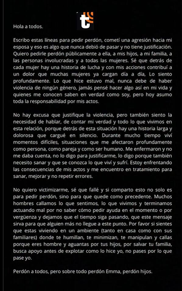 Comunicado de Carlos López.