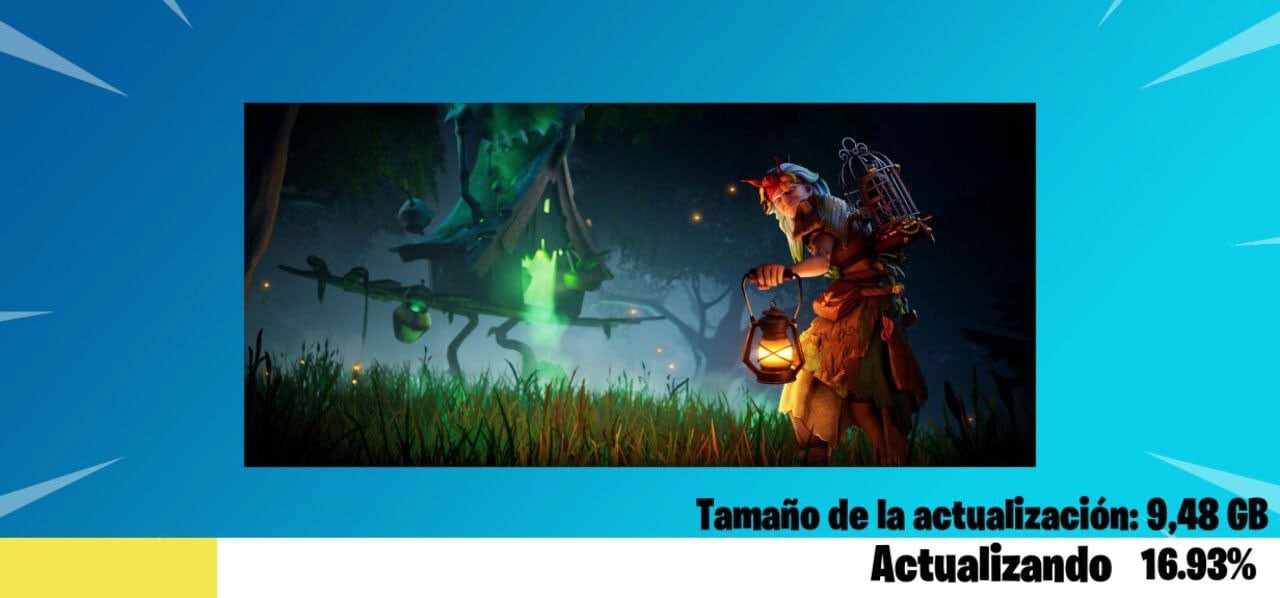 Descarga de contenido de Fortnite en el juego.