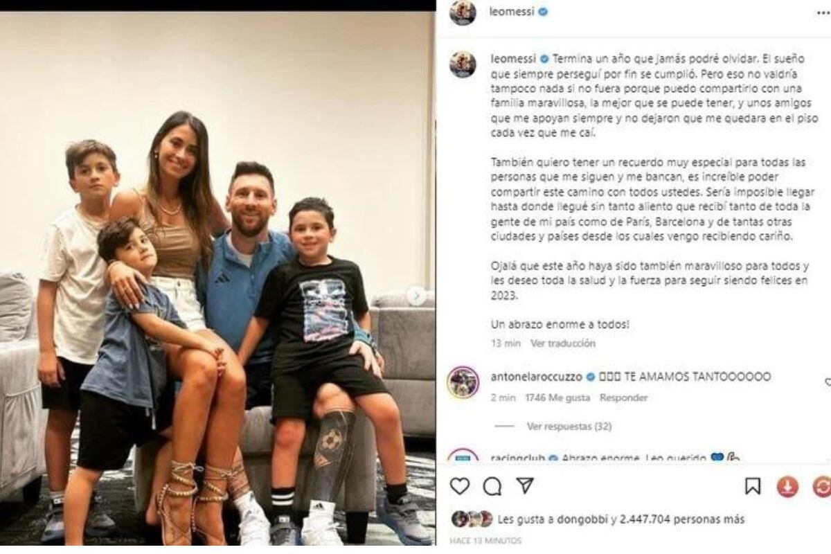 Leo Messi dedicó palabras a su familia y seguidores agradeciendo apoyo en el 2022 (@leomessi)