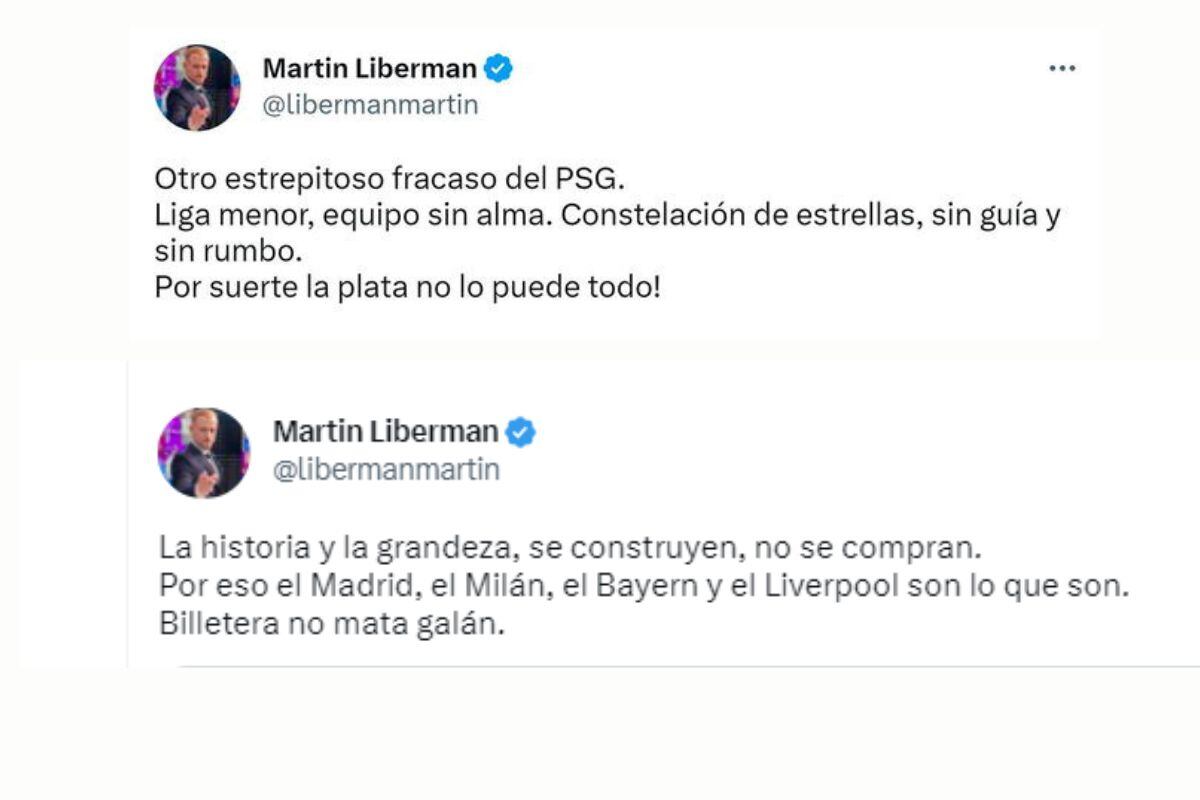 Periodista argumentó critica a PSG en redes sociales (@libermanmartin)