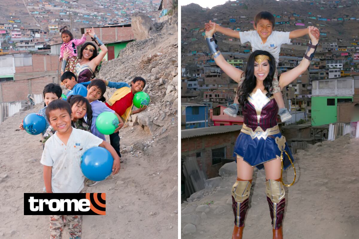 Joven se disfraza como 'Mujer Maravilla' para llevar ayuda social a niños de escasos recursos en asentamientos humanos en Villa María del Triunfo