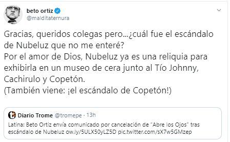 Beto Ortiz consideró Nubeluz como una "reliquia para exhibirla en un museo de cera".