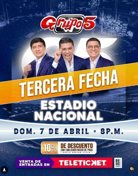 Grupo 5 y su tercera fecha en Estadio Nacional 2024