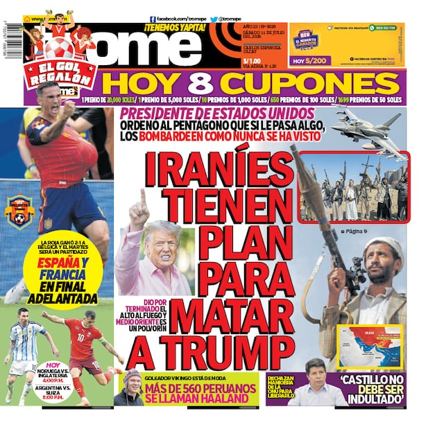 Portada Trome del 11 de julio de 2026