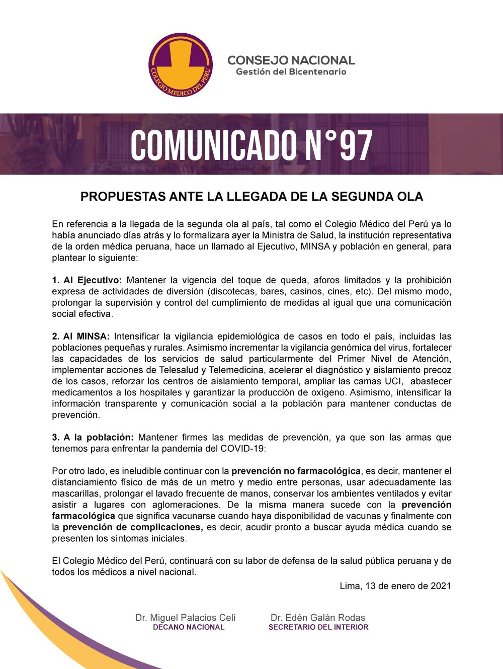 El Colegio Médico del Perú (CMP) solicitó al Gobierno y al Ministerio de Salud (Minsa), mantener el toque de queda, limitar los aforos en los centros comerciales y ampliar el número de camas de la Unidad de Cuidados Intensivos (UCI) (Foto: CMP)