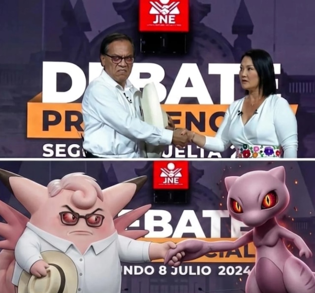 Meme tras el debate presidencial entre Keiko Fujimori y Roberto Sánchez.
