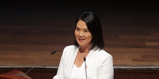 Keiko Fujimori dirige unas palabras durante la ceremonia de entrega de credenciales organizada por el Jurado Nacional de Elecciones. (Foto: Hugo Pérez / @photo.gec)