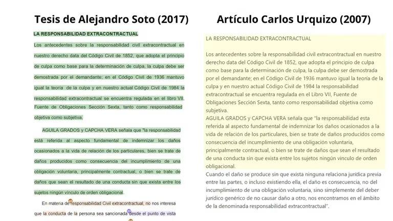 Un ejemplo del plagio que habría cometido Alejandro Soto.