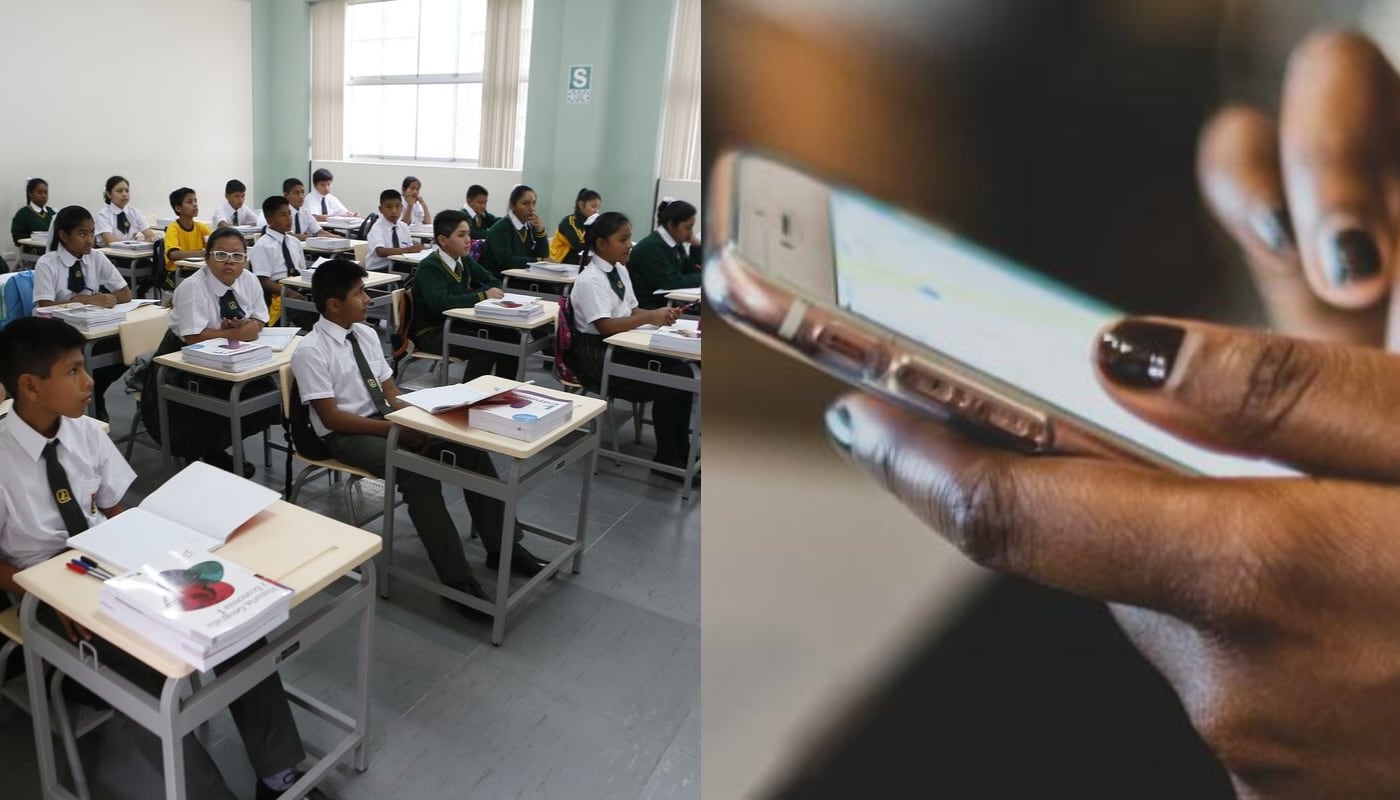 El uso de los celulares en los colegios ha quedado restringido. (Foto: Composición GEC- Hugo Pérez- difusión)