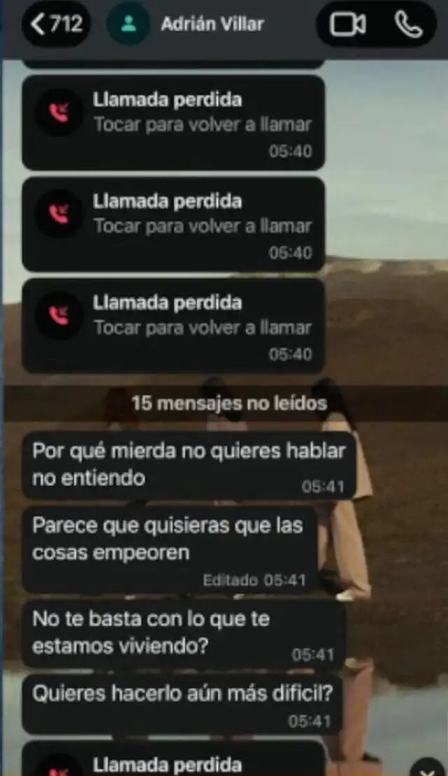 Revelan nueva conversación entre Adrián Villar y Francesca Montenegro tras atropello de Lizeth Marzano.