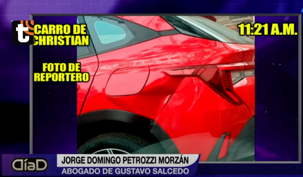 El auto de Cristian Rodríguez tras el impacto que ocasionó la camioneta de Gustavo Salcedo.