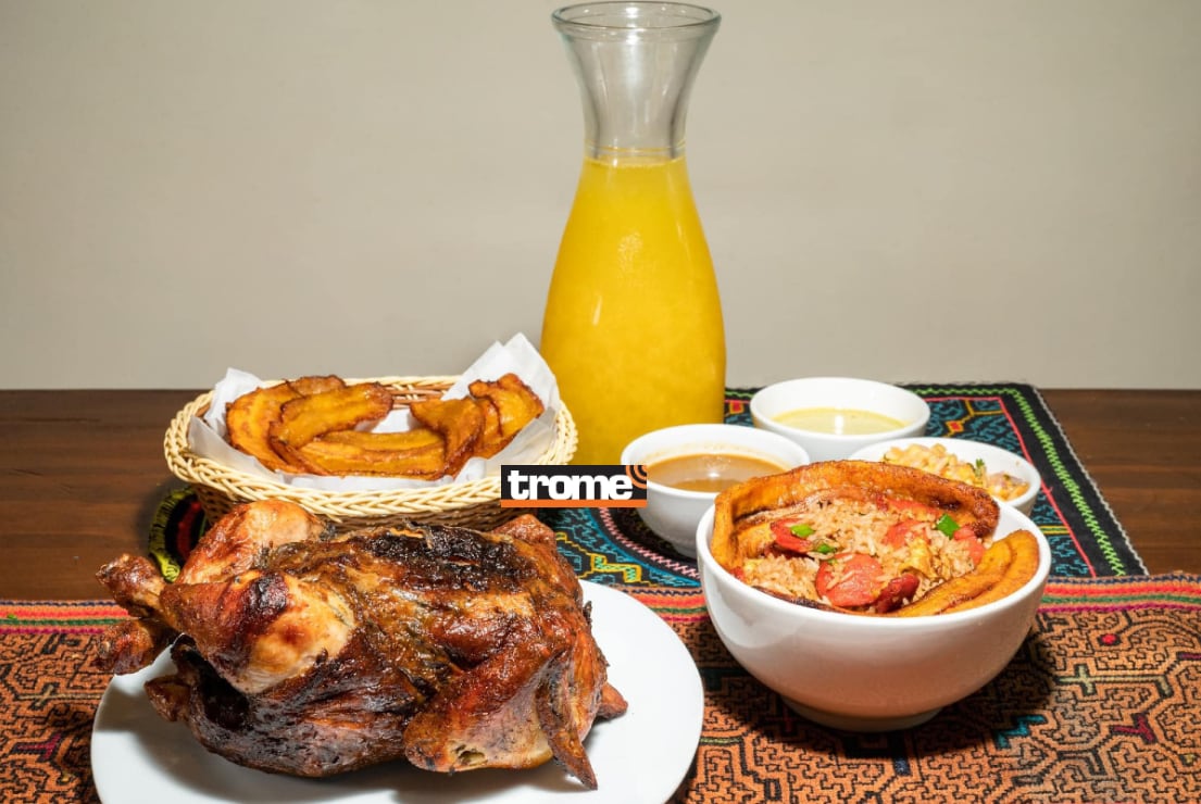 El pollo a la brasa tradicional y en combinaciones de estilo amazónico con Papa Plátano. (Entrevista y foto compos.:Isabel Medina / Trome).